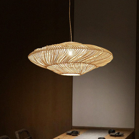 Handcrafted Minimalist Rattan Pendant Ceiling Light - Wood Suspension Lighting For Restaurants
