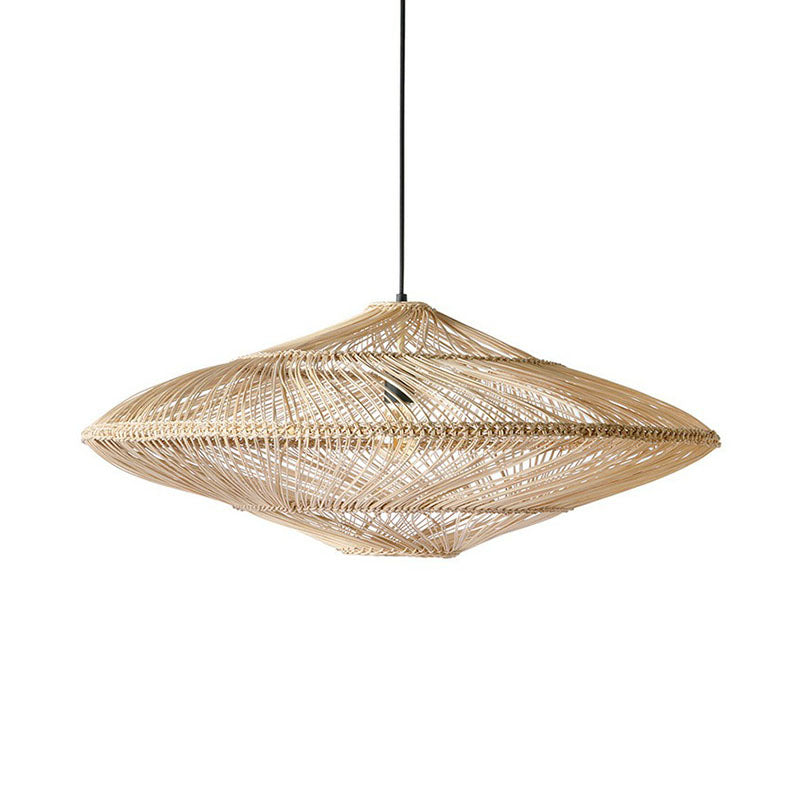 Handcrafted Minimalist Rattan Pendant Ceiling Light - Wood Suspension Lighting For Restaurants