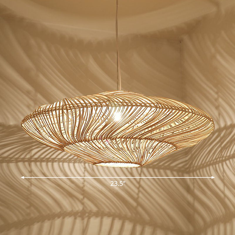 Handcrafted Minimalist Rattan Pendant Ceiling Light - Wood Suspension Lighting For Restaurants /