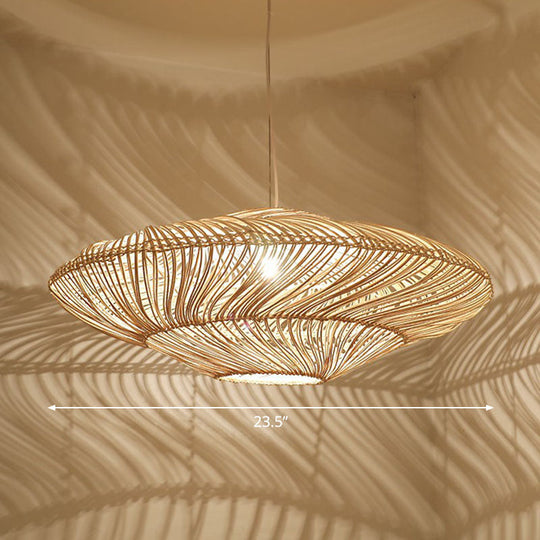 Handcrafted Minimalist Rattan Pendant Ceiling Light - Wood Suspension Lighting For Restaurants /