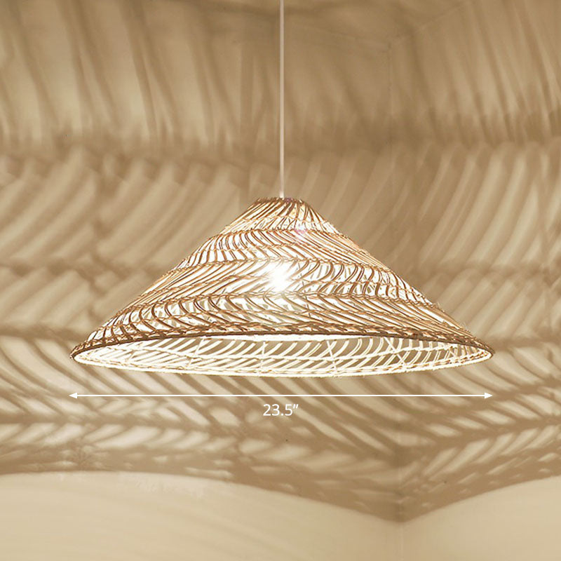 Handcrafted Minimalist Rattan Pendant Ceiling Light - Wood Suspension Lighting For Restaurants