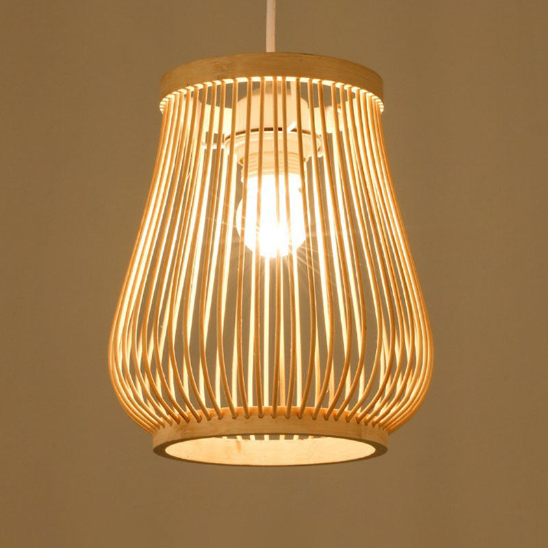 Handmade Bamboo Pendant Light - Modern Single Style For Restaurant Ceiling