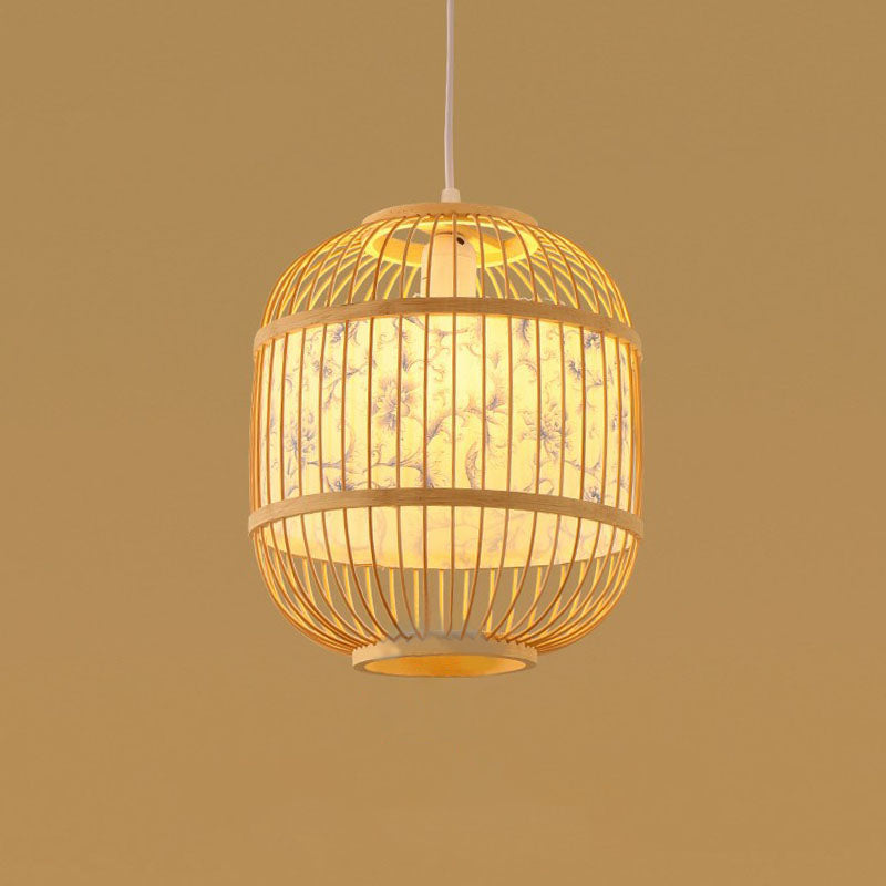 Handmade Bamboo Pendant Light - Modern Single Style For Restaurant Ceiling