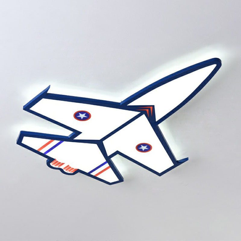 Kids Style Blue Led Acrylic Flush Mount Lighting For Nursery - Plane Shaped Design / 31.5’ White
