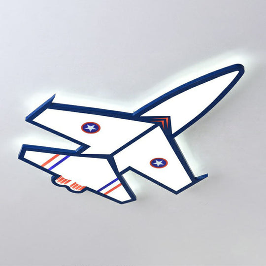 Kids Style Blue Led Acrylic Flush Mount Lighting For Nursery - Plane Shaped Design / 31.5’ White