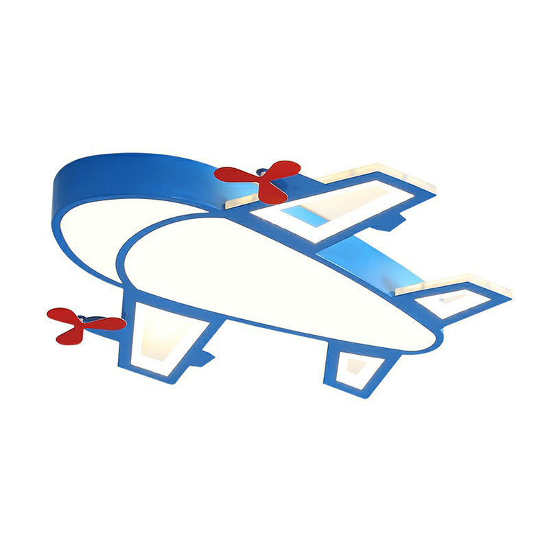 Blue Simplicity Plane Led Nursery Ceiling Flush Mount Light