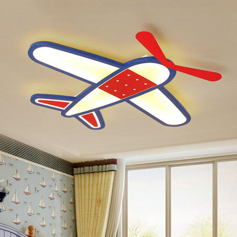 Red Led Flush Mount Ceiling Light For Kids’ Bedroom - Acrylic Fixture