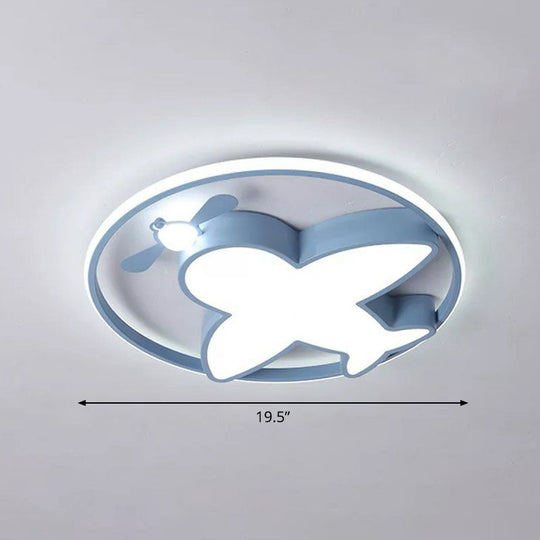 Kids Style Acrylic Led Flush Mount Lighting For Bedroom Blue / 19.5’