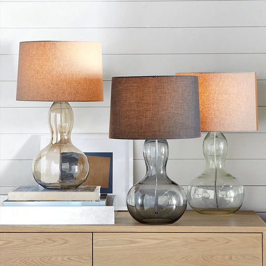 Gourd Shaped Fabric Tapered Table Lamp - Modern Single Living Room Nightstand Lighting