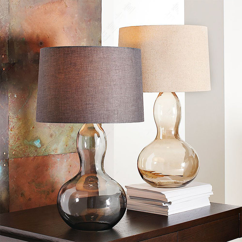 Gourd Shaped Fabric Tapered Table Lamp - Modern Single Living Room Nightstand Lighting