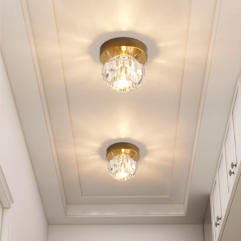 Bud-Shaped Led Crystal Flush Mount Ceiling Light - Modern Design For Corridors