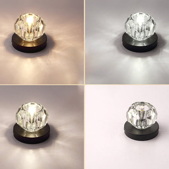 Bud-Shaped Led Crystal Flush Mount Ceiling Light - Modern Design For Corridors Black / Third Gear