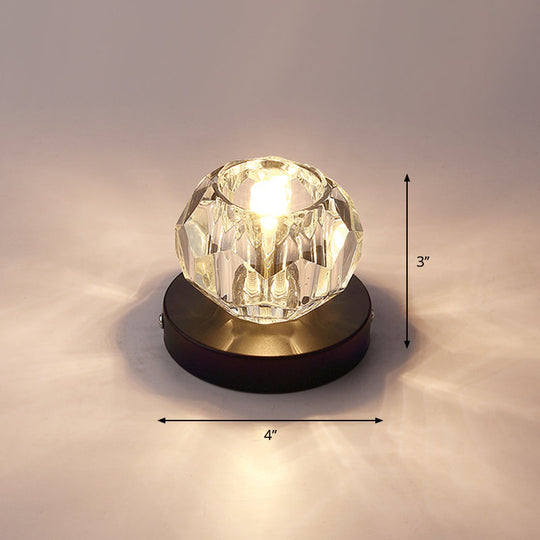 Bud-Shaped Led Crystal Flush Mount Ceiling Light - Modern Design For Corridors Black / Warm