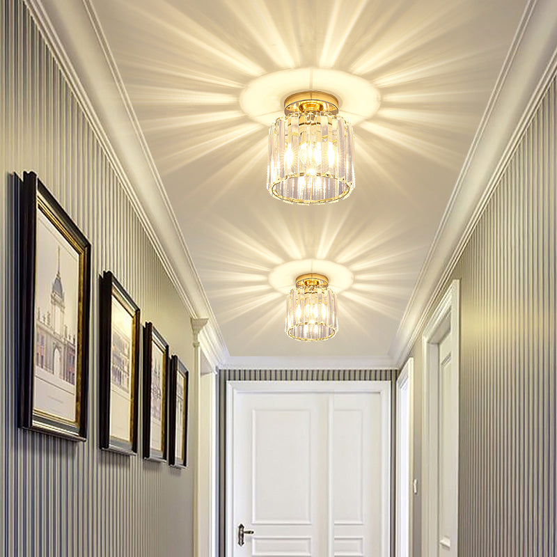Contemporary Geometric Crystal Prism Flush Mount Led Ceiling Light Fixture