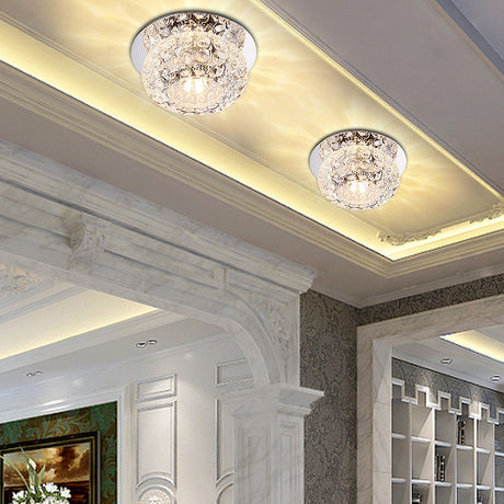 Clear K9 Crystal Doughnut Corridor Led Flush Mount Ceiling Light - Simplicity In Style