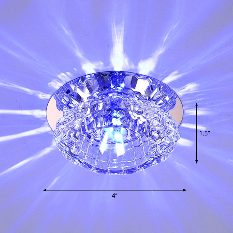 Modern Led Flush Ceiling Light Clear Crystal Floral Design For Entryway / Blue
