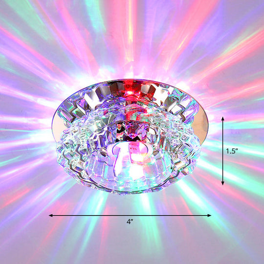 Modern Led Flush Ceiling Light Clear Crystal Floral Design For Entryway / Multi Color