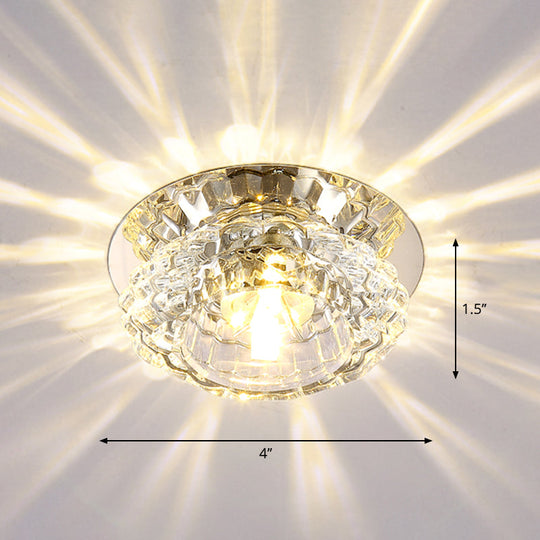 Modern Led Flush Ceiling Light Clear Crystal Floral Design For Entryway / Warm