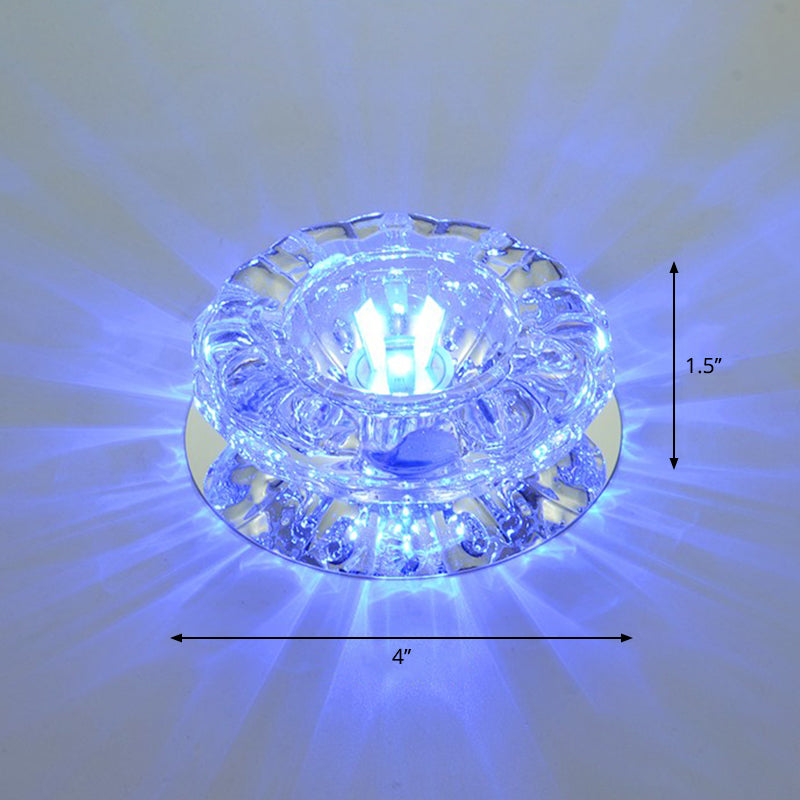 Minimalist Clear Led Flush Mount Fixture For Hallway - Floral Crystal Lighting / Blue