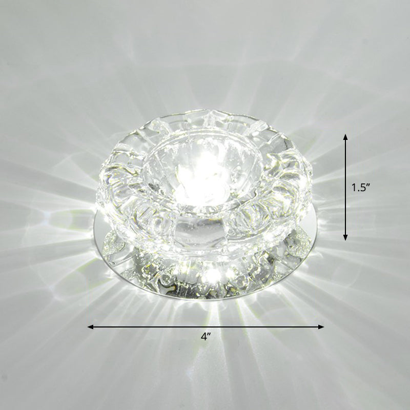Minimalist Clear Led Flush Mount Fixture For Hallway - Floral Crystal Lighting / White