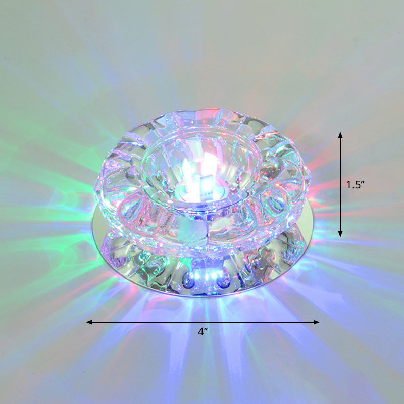 Minimalist Clear Led Flush Mount Fixture For Hallway - Floral Crystal Lighting / Multi Color