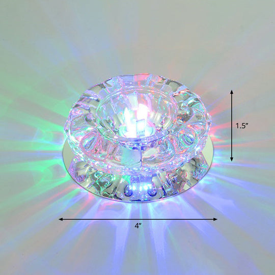 Minimalist Clear Led Flush Mount Fixture For Hallway - Floral Crystal Lighting / Multi Color