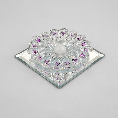 Crystal Led Flush Ceiling Light Fixture - Modern Entryway Clear / Third Gear Square Plate