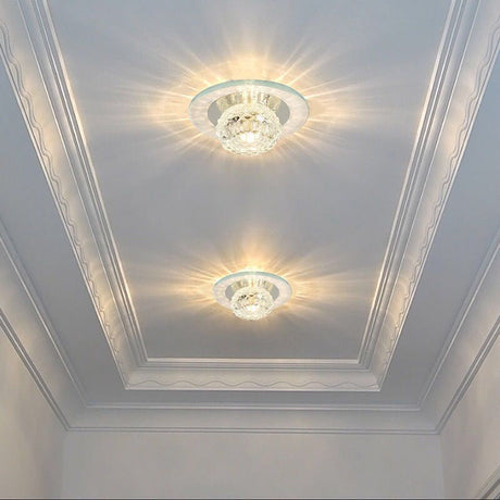 Contemporary Crystal Led Flush Mount Ceiling Light - Bud Fixture In Clear