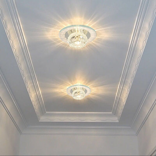 Contemporary Crystal Led Flush Mount Ceiling Light - Bud Fixture In Clear