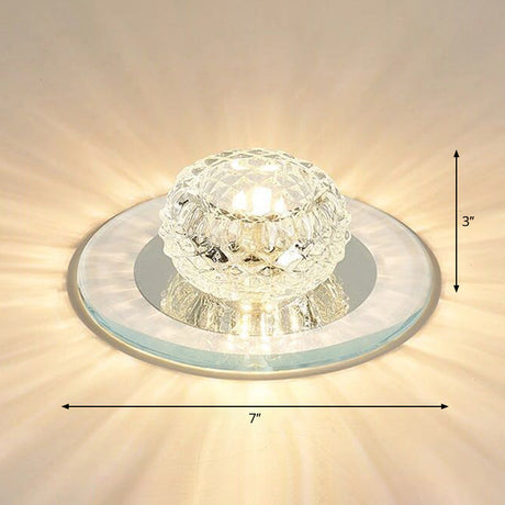 Contemporary Crystal Led Flush Mount Ceiling Light - Bud Fixture In Clear / Warm
