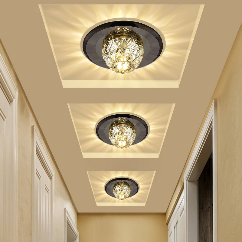 Modern Led Crystal Flush Mount Ceiling Light For Entryways