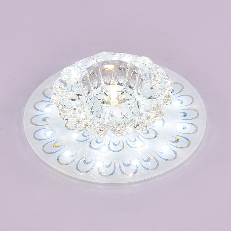 Minimalist Crystal Floral Led Flush Mount For Corridor Lighting Clear / White