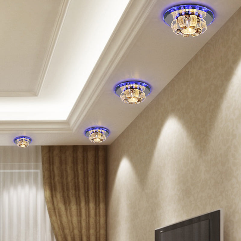 Modern Crystal Led Flush Mount Ceiling Light For Hallway With Flower-Like Design