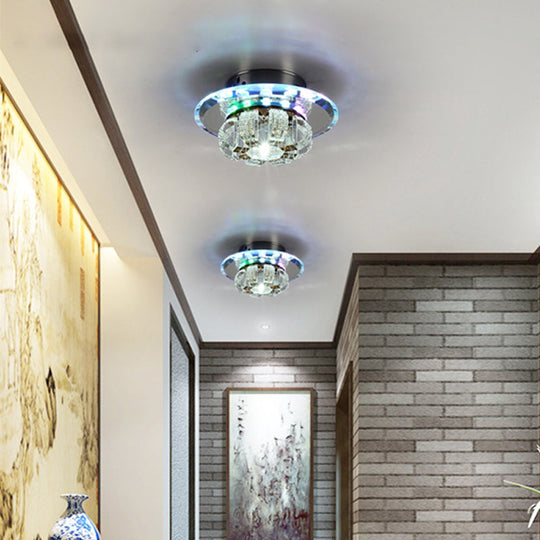 Modern Crystal Led Flush Mount Ceiling Light For Hallway With Flower-Like Design Clear / Multi Color