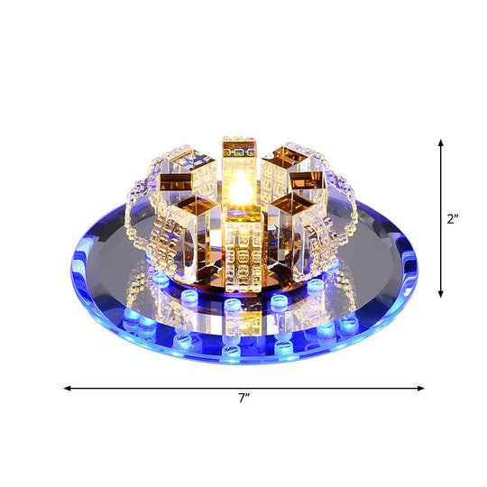 Modern Crystal Led Flush Mount Ceiling Light For Hallway With Flower-Like Design