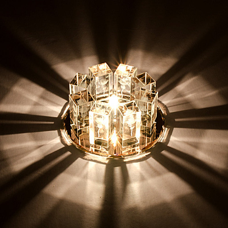 Minimalist Led Crystal Flush Mount Light: Blossom Shade Corridor Fixture Amber