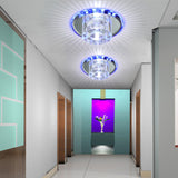 Modern Style K9 Crystal Led Flush Ceiling Light Fixture - Round Corridor In Clear