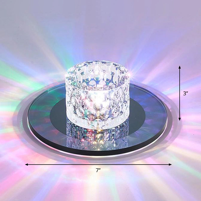 Sleek Crystal Cylinder Led Flush Mount Spotlight For Hallway Lighting Black / Multi Color
