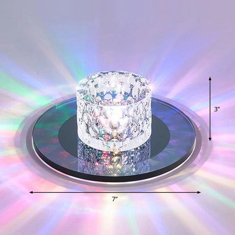 Sleek Crystal Cylinder Led Flush Mount Spotlight For Hallway Lighting Black / Multi Color