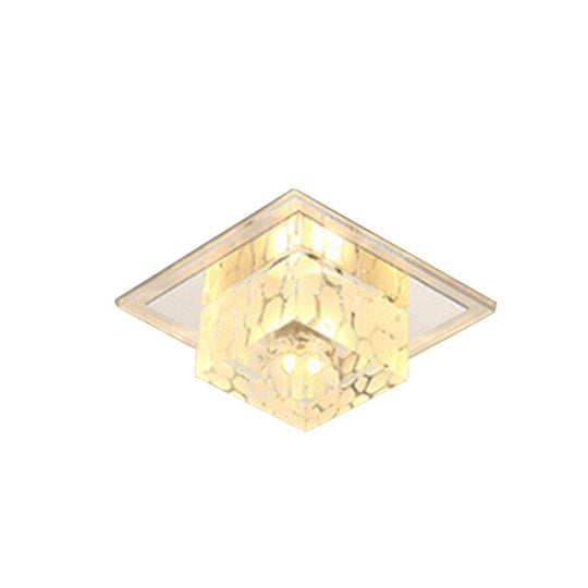 Contemporary Square Crystal Led Flush Ceiling Light For Hallway