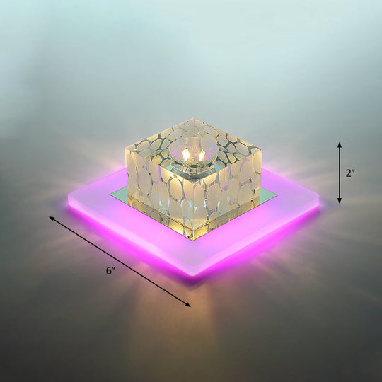 Clear Crystal Led Flush Mount Ceiling Light For Hallways And Corridors / 6 Purple