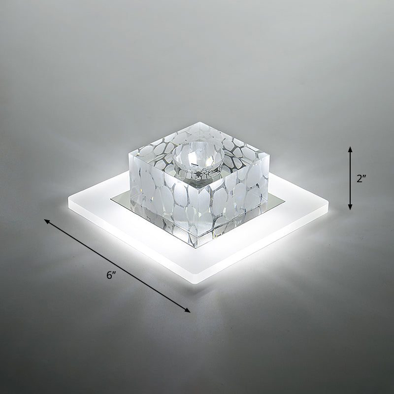 Clear Crystal Led Flush Mount Ceiling Light For Hallways And Corridors / 6 White