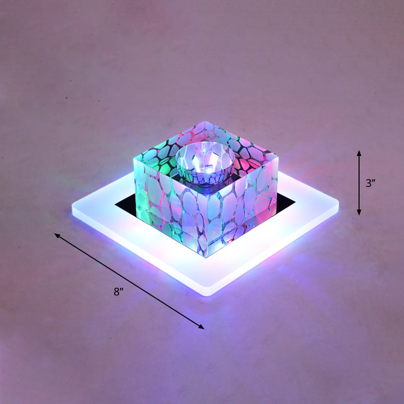 Clear Crystal Led Flush Mount Ceiling Light For Hallways And Corridors / 8’ Multi Color