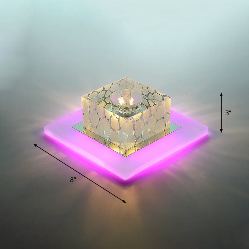 Clear Crystal Led Flush Mount Ceiling Light For Hallways And Corridors / 8 Purple