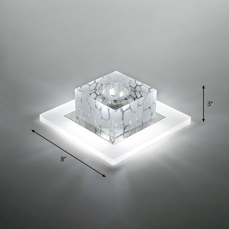 Clear Crystal Led Flush Mount Ceiling Light For Hallways And Corridors / 8 White