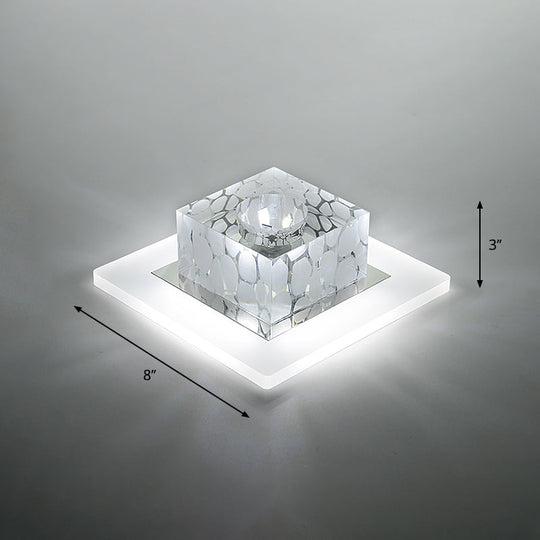 Clear Crystal Led Flush Mount Ceiling Light For Hallways And Corridors / 8 White