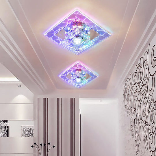 Contemporary Ribbed Crystal Clear Led Flush Mount Ceiling Light With Flared Design