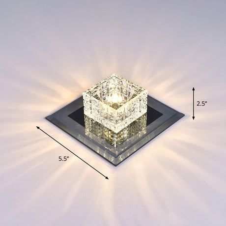 Modern Crystal Led Ceiling Light With Square Shade For Corridors Black / 5.5 Warm