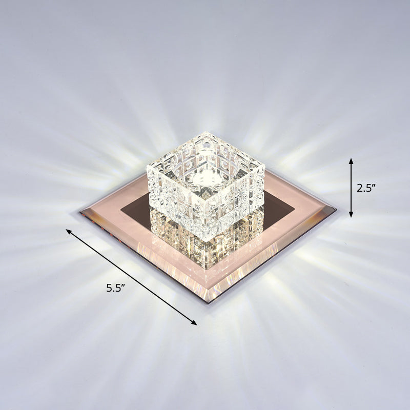 Modern Crystal Led Ceiling Light With Square Shade For Corridors Tan / 5.5 White