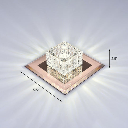 Modern Crystal Led Ceiling Light With Square Shade For Corridors Tan / 5.5 White